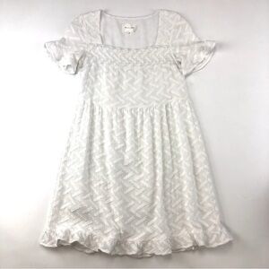 Line and Dot Revolve cotton embroidered white babydoll dress XS